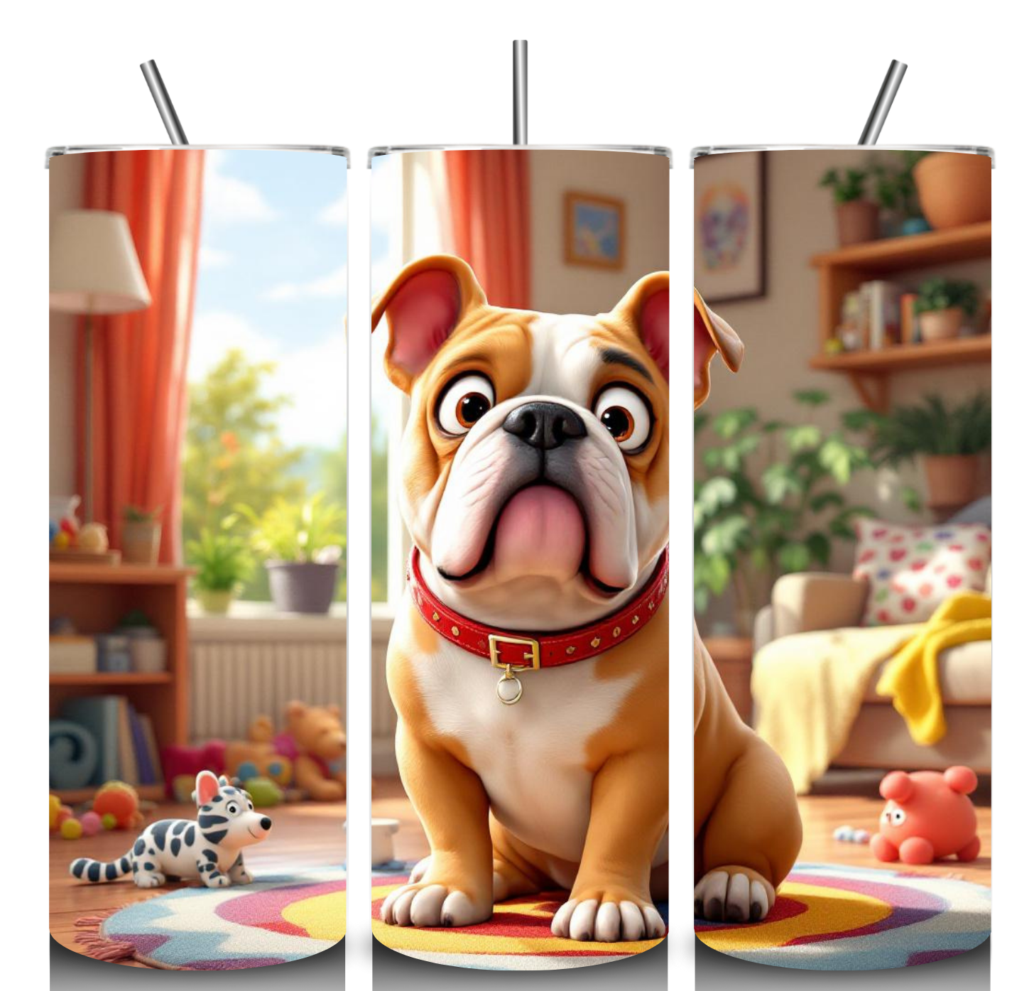 Alpha Printing 20oz Stainless-Steel Tumblers-Cartoon Bulldog Design