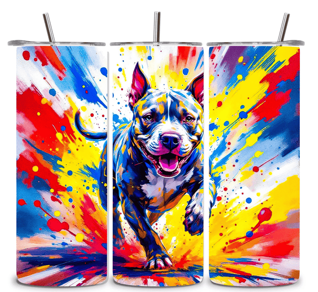 Alpha Printing 20oz Stainless-Steel Tumblers-Colorful Blue Nose Pitbull Design