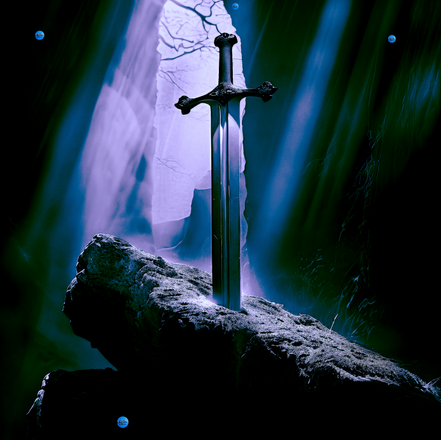 Alpha Printing and Design – Sword in the Stone Wall Art – Fantasy Canvas Print – Medieval Sword in Rock Landscape Scene – Mythical Home Decor for Office, Bedroom, or Game Room
