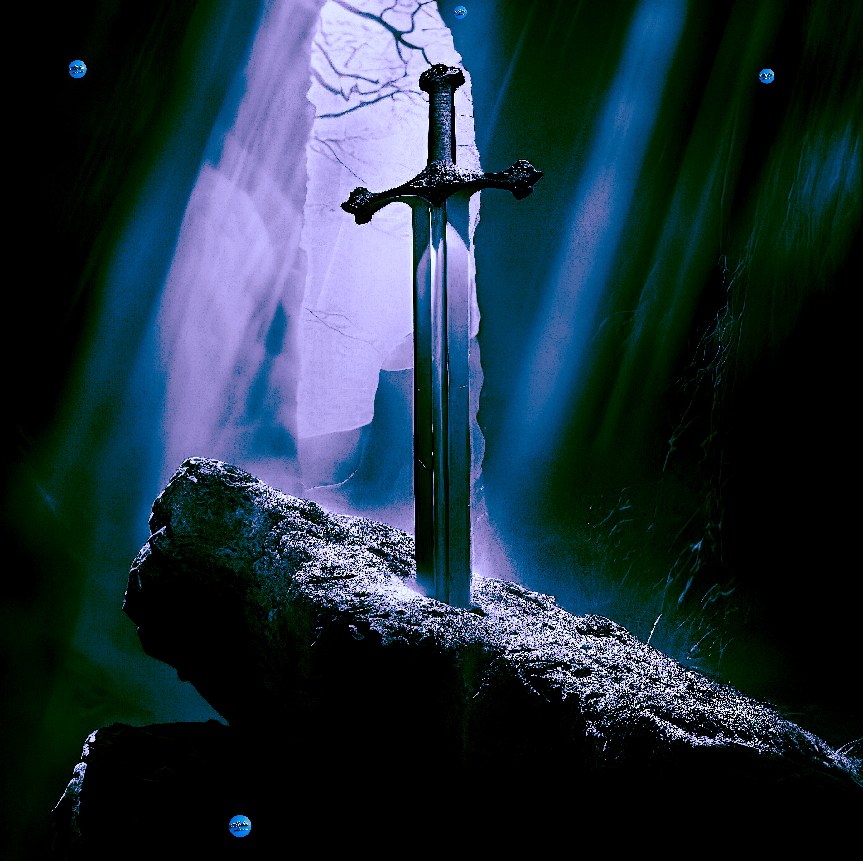 Alpha Printing and Design – Sword in the Stone Wall Art – Fantasy Canvas Print – Medieval Sword in Rock Landscape Scene – Mythical Home Decor for Office, Bedroom, or Game Room