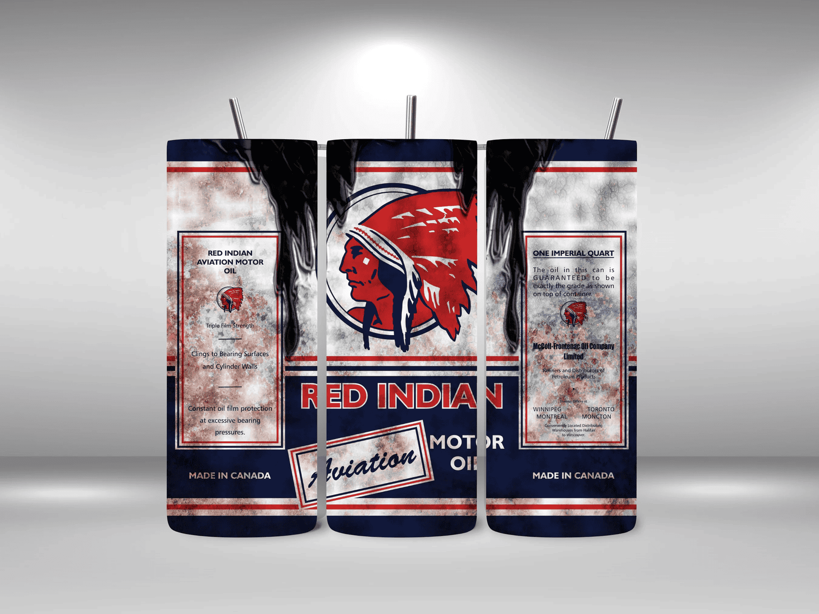 Alpha Printing 20oz Stainless-Steel Tumblers-Inspired Motor Oil Design