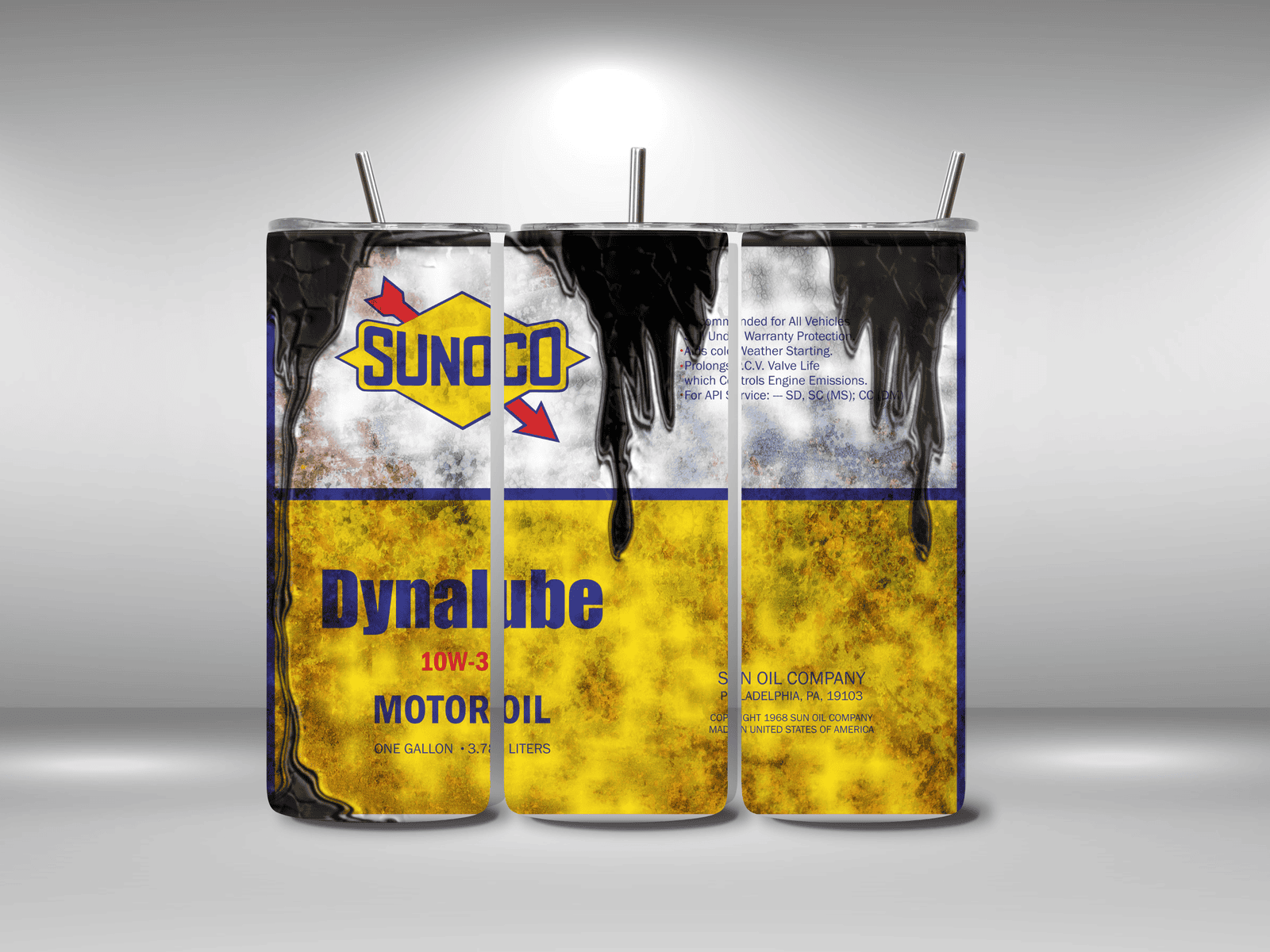 Alpha Printing 20oz Stainless-Steel Tumblers-Inspired Motor Oil Can Design Tumblers In Drinkware Default Title Stay hydrated