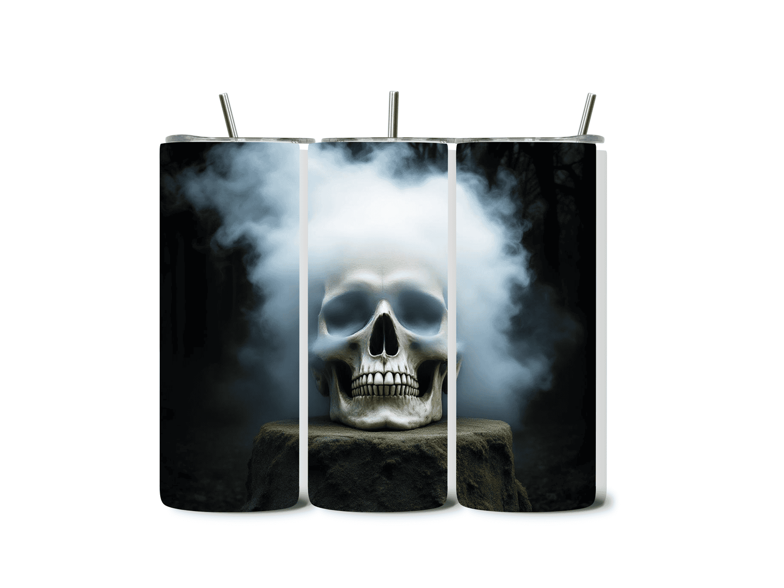 Alpha Printing 20oz Stainless-Steel Tumblers-Skull With Fog Design Tumblers In Drinkware Default Title Stay hydrated in