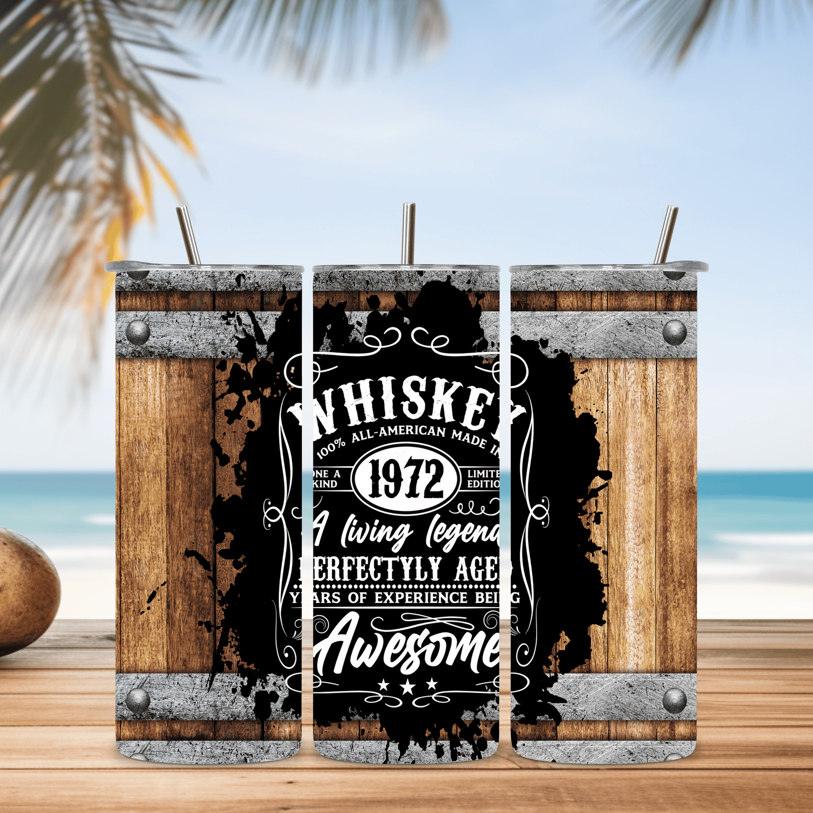 Alpha Printing 20oz Stainless-Steel Tumblers-Inspired Whiskey Barrel Design Tumblers In Drinkware Default Title Stay