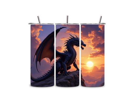 Alpha Printing 20oz Stainless-Steel Tumblers-Dragon At Sunset Design Tumblers In Drinkware Default Title Stay hydrated in