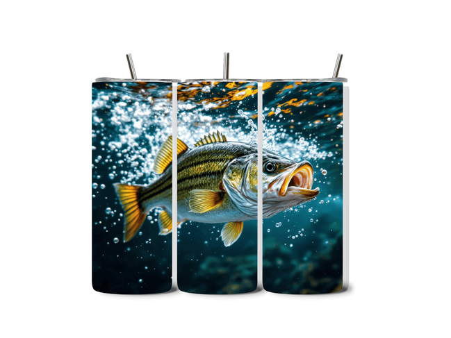 Alpha Printing 20oz Stainless-Steel Tumblers-Largemouth Bass Swimming Design Tumblers In Drinkware Default Title Stay