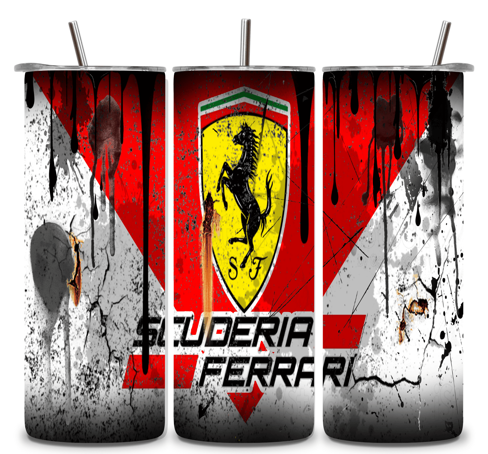Alpha Printing 20oz Stainless-Steel Tumblers-Inspired Ferrari Grunge Design Tumblers In Drinkware Default Title Stay