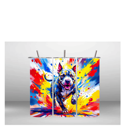 Alpha Printing 20oz Stainless-Steel Tumblers-Colorful Blue Nose Pitbull Design