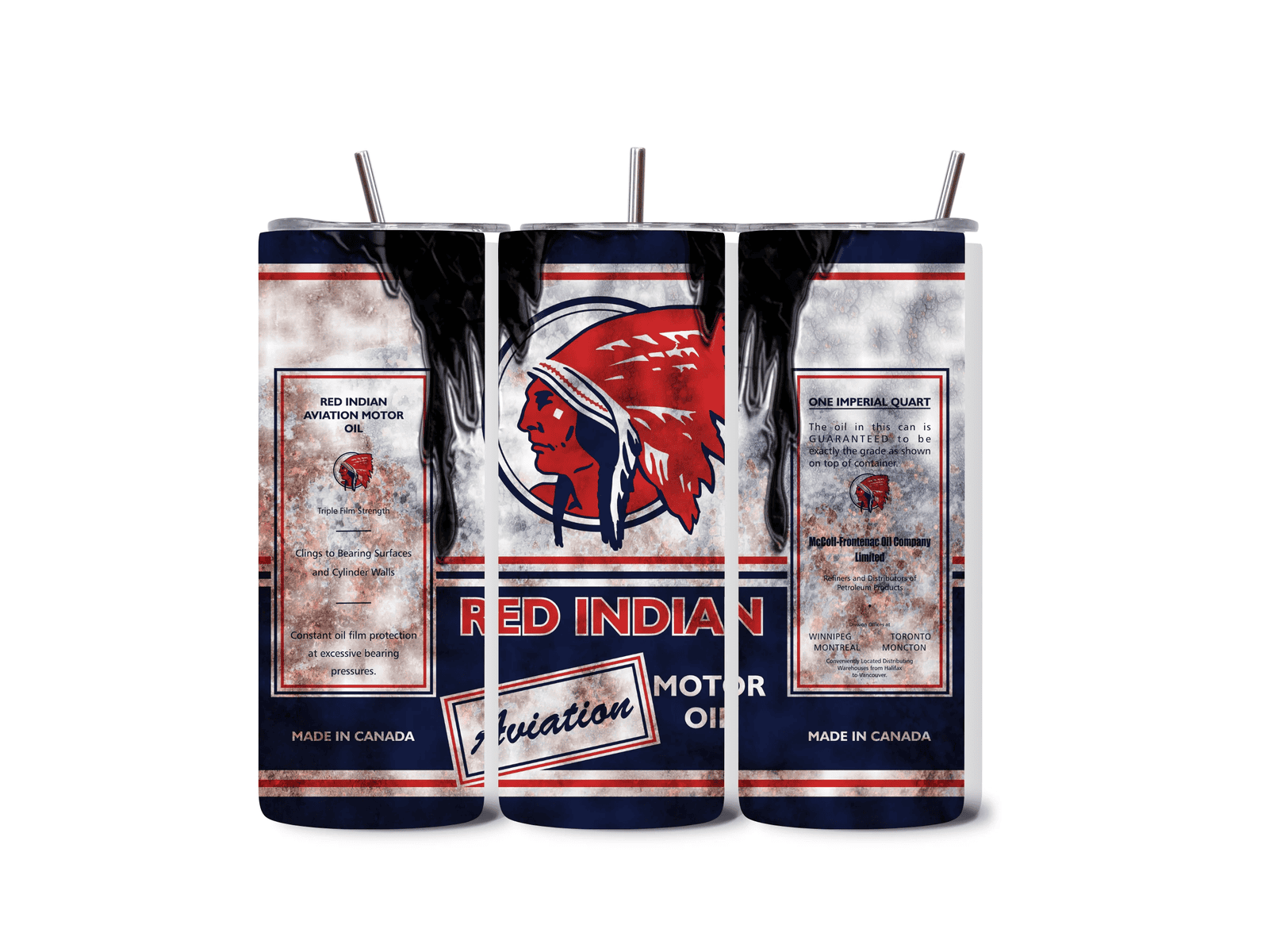 Alpha Printing 20oz Stainless-Steel Tumblers-Inspired Motor Oil Design