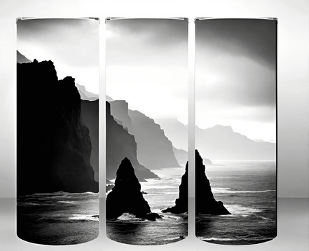 Alpha Printing 20oz Stainless-Steel Tumblers-Hawaii Beach Black White Design