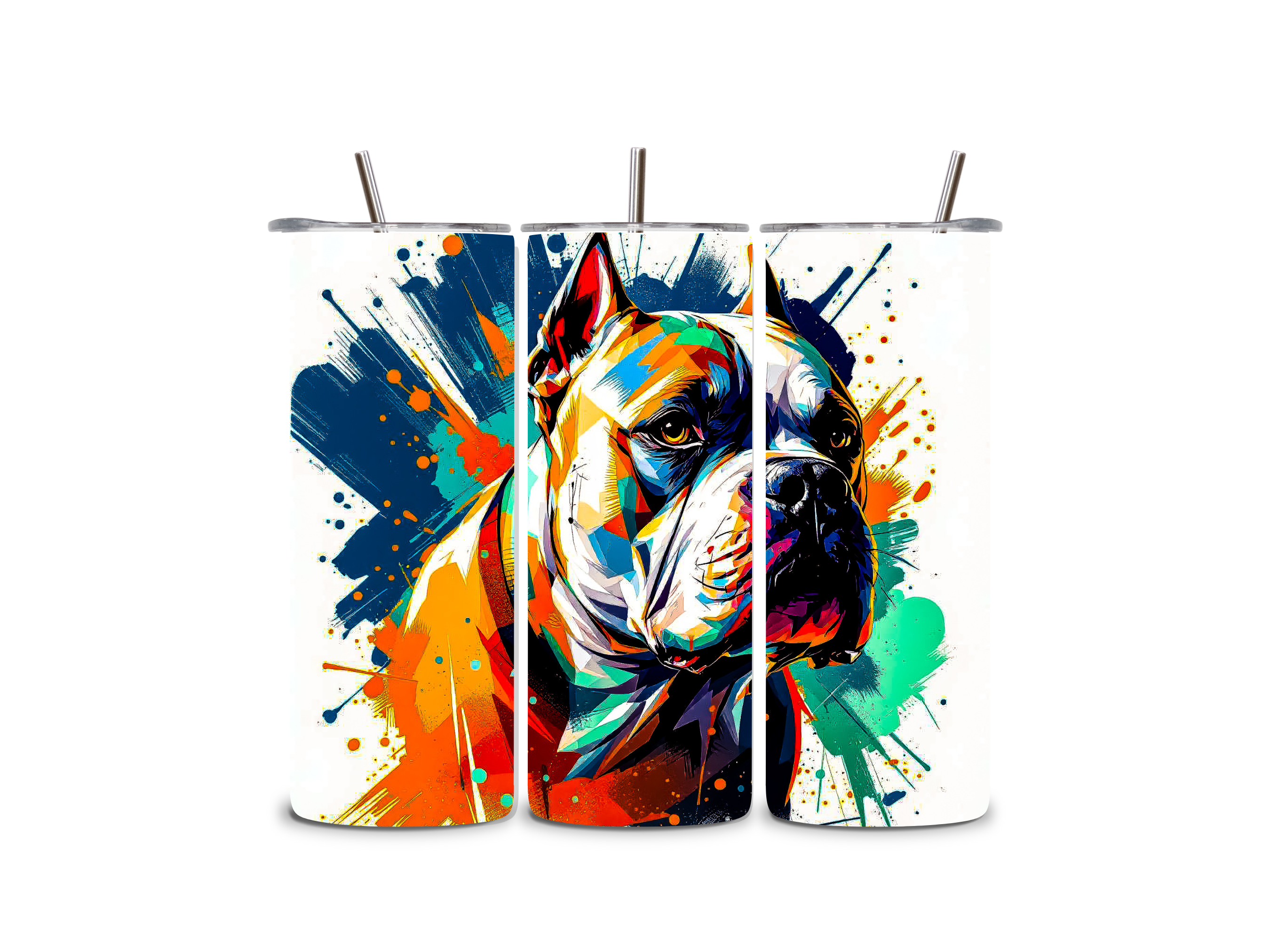 Alpha Printing 20oz Stainless-Steel Tumblers-Pitbull Dog Face Design