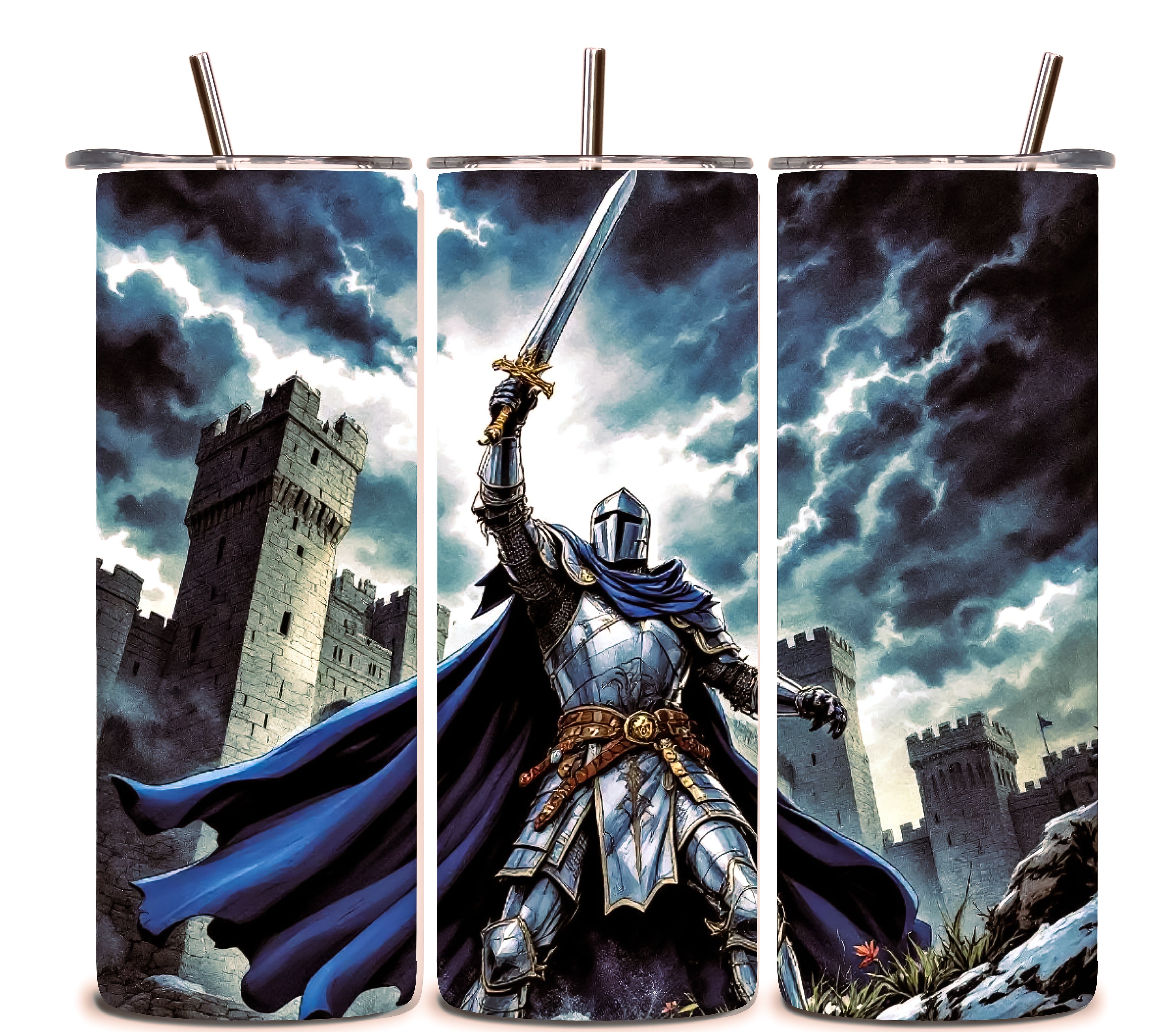Alpha Printing 20oz Stainless-Steel Tumblers-Knight Standing Design