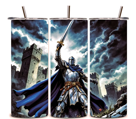 Alpha Printing 20oz Stainless-Steel Tumblers-Knight Standing Design