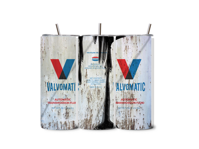 Alpha Printing 20oz Stainless-Steel Tumblers-Inspired Motor Oil Can Design