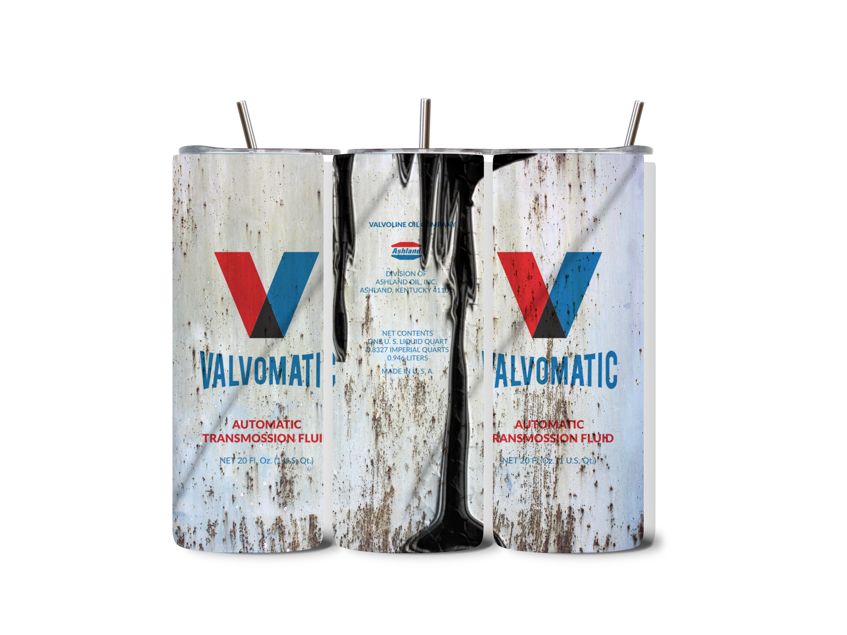 Alpha Printing 20oz Stainless-Steel Tumblers-Inspired Motor Oil Can Design