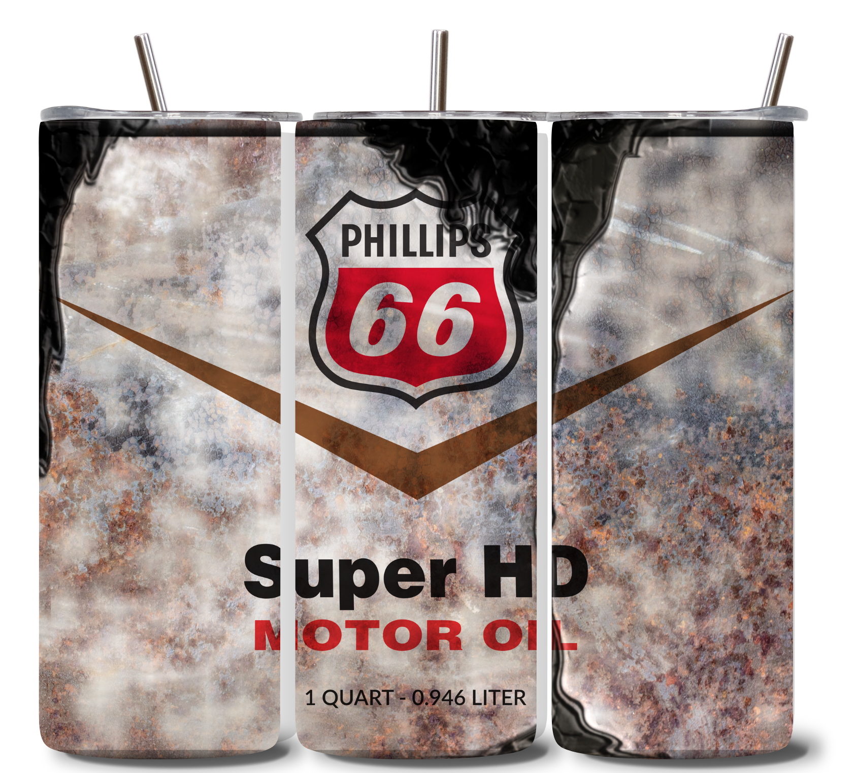Alpha Printing 20oz Stainless-Steel Tumblers-Inspired Motor Oil Grunge Design