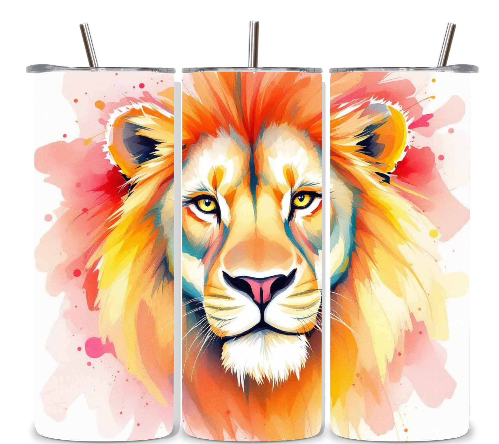 Alpha Printing 20oz Stainless-Steel Tumblers-Colorful Lion Design